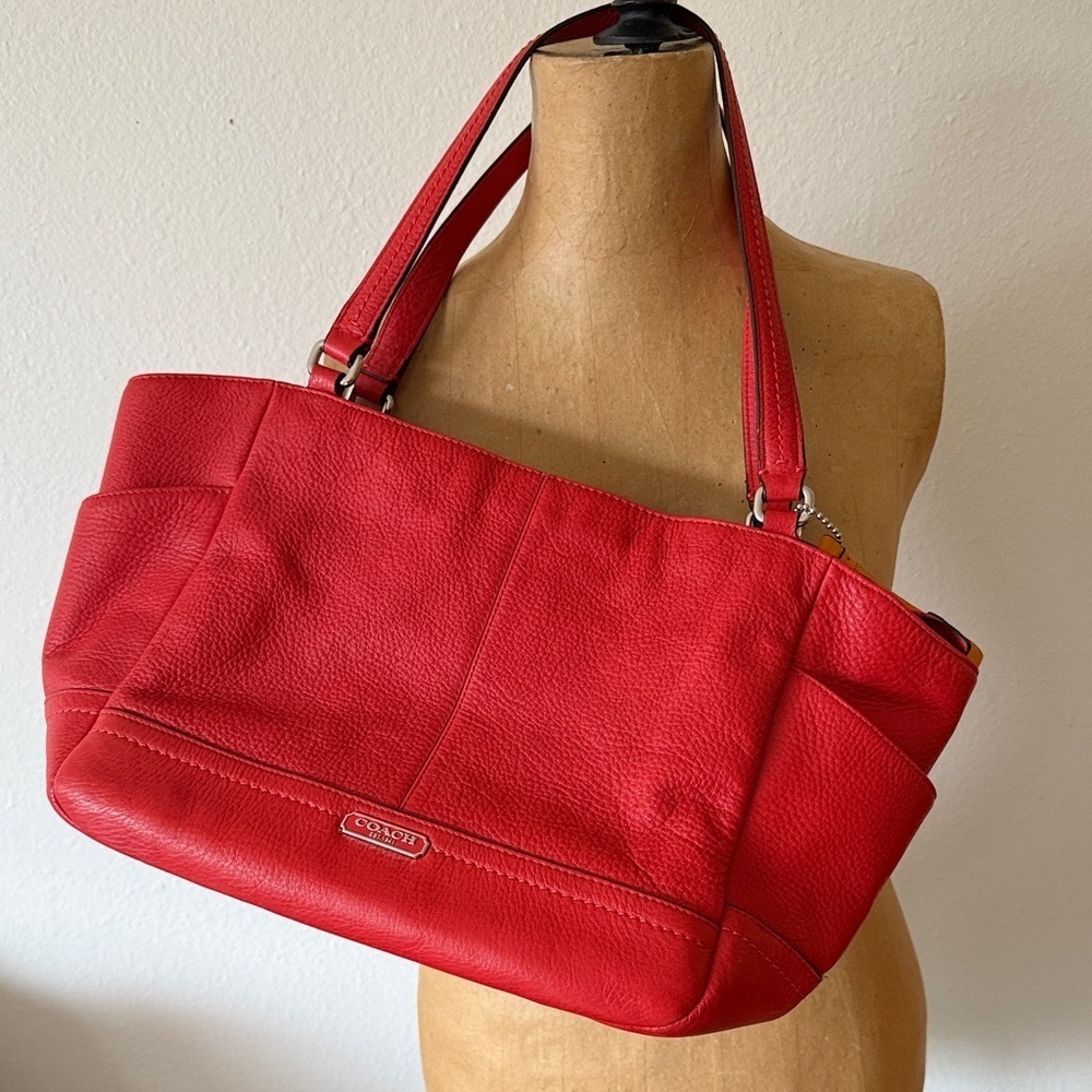 Coach Vibrant Red Shoulder Bag wonderful condition many compartments zip closure